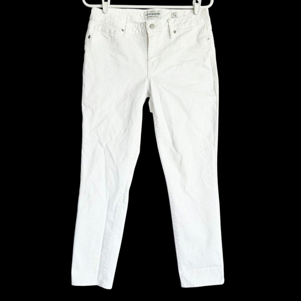Lucky Brand Women's Lolita Skinny Mid Rise Stretch White Jeans Sz 8 Faux Pockets